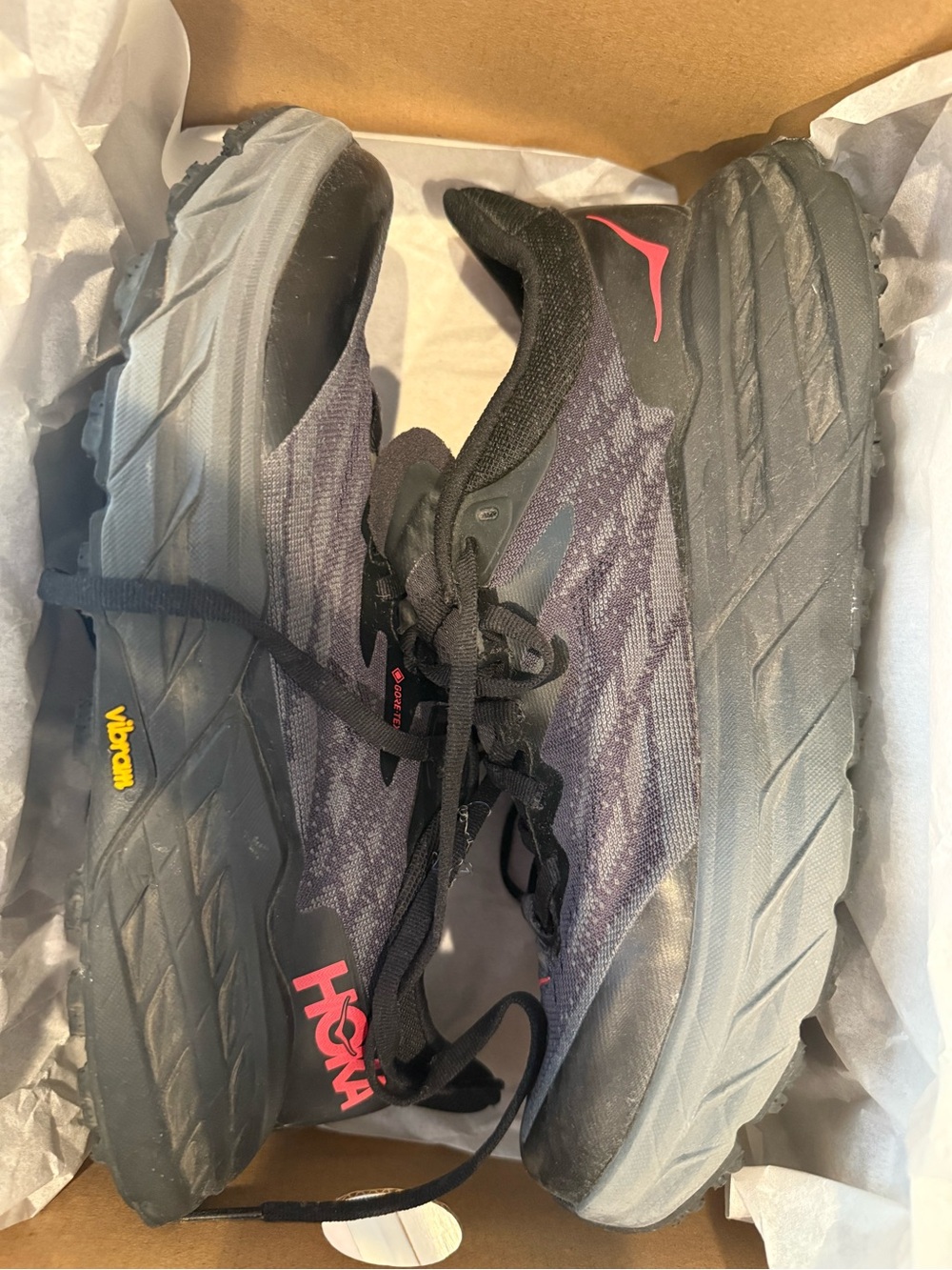 Hoka Black and Pink Trail Running Shoes